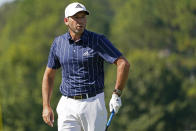 Sergio Garcia reacts after getting a birdie on the first hole during the final round of the Sanderson Farms Championship golf tournament in Jackson, Miss., Sunday, Oct. 4, 2020. (AP Photo/Rogelio V. Solis)