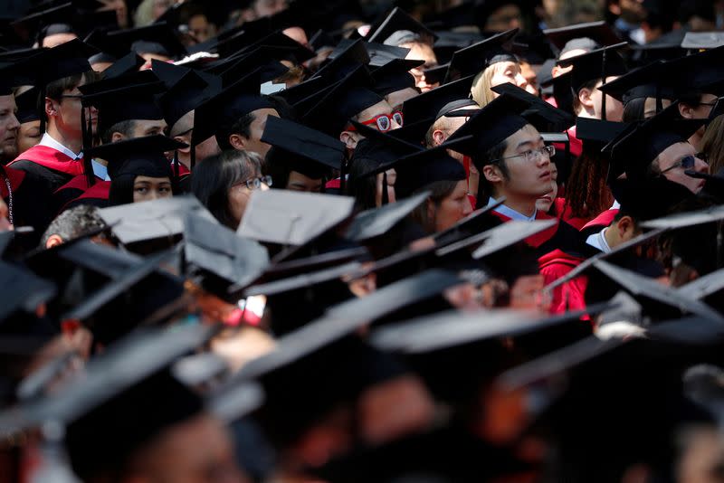 Students attend the 367th Commencement Exercises at Harvard University in Cambridge