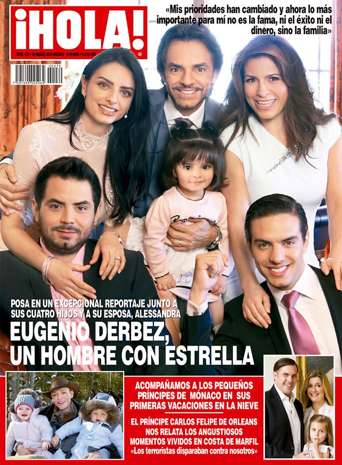 En ¡HOLA!, Eugenio Derbez, un hombre con estrella, posa por primera vez con sus cuatro hijos y su esposa, Alessandra Rosaldo
