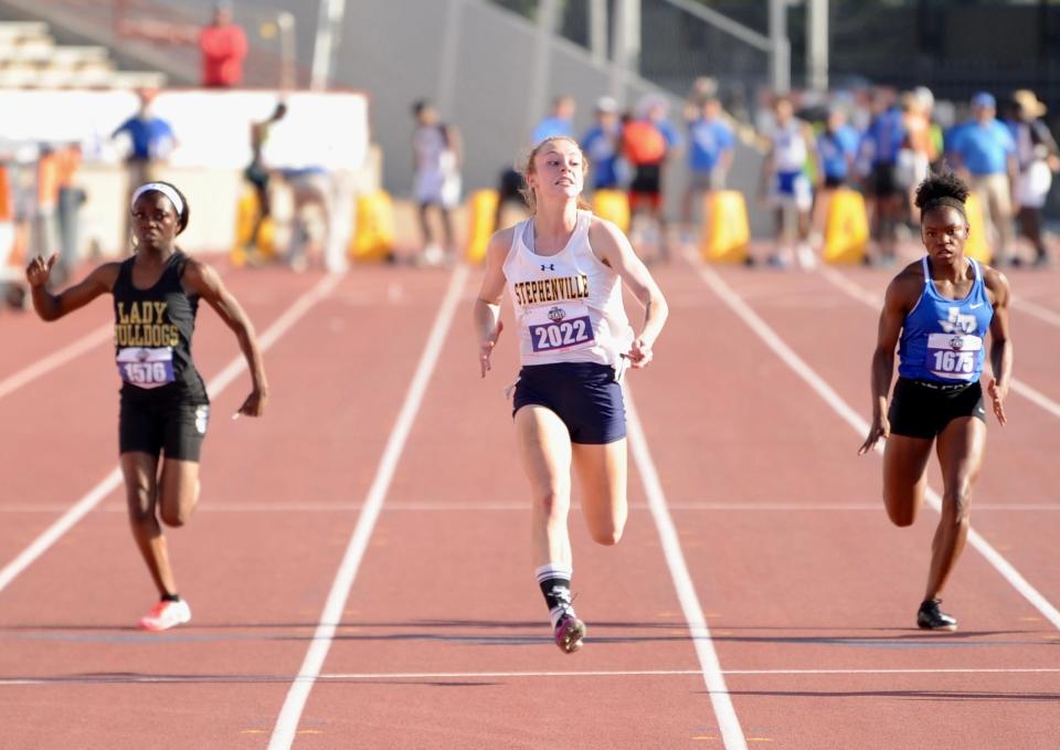 Stephenville's Tori Cameron runs in the 100 at the state track and field meet in Austin.