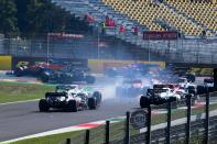 Drives crash during the Tuscany Formula One Grand Prix at the Mugello circuit in Scarperia e San Piero on September 13, 2020. (Photo by Claudio Giovannini / POOL / AFP) (Photo by CLAUDIO GIOVANNINI/POOL/AFP via Getty Images)