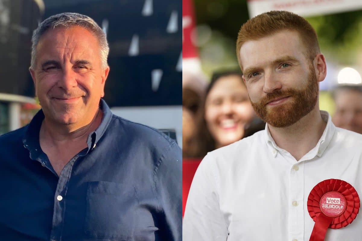 Steve Tuckwell, left, Tory Candidate for Uxbridge and South Ruislip by-election and Danny Beales, right, Labour candidate (PA)