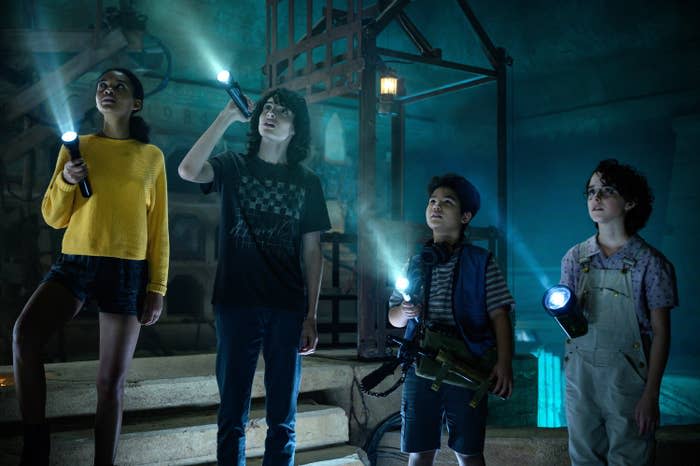 Celeste O'Connor, Finn Wolfhard, Logan Kim, Mckenna Grace in Ghostbusters Afterlife