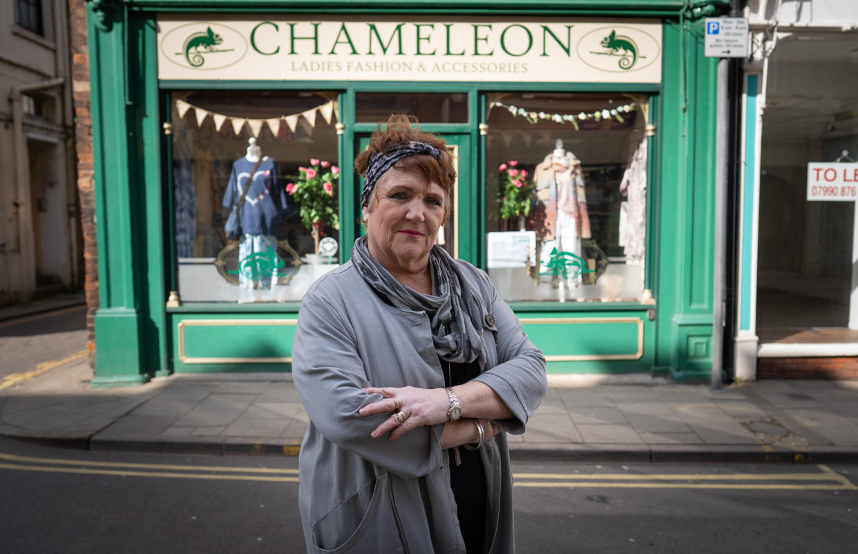Kerry Ashby, 60, gave the front of her store a makeover and was hoping the vibrant new look would attract more customers when she reopens on April 12.
