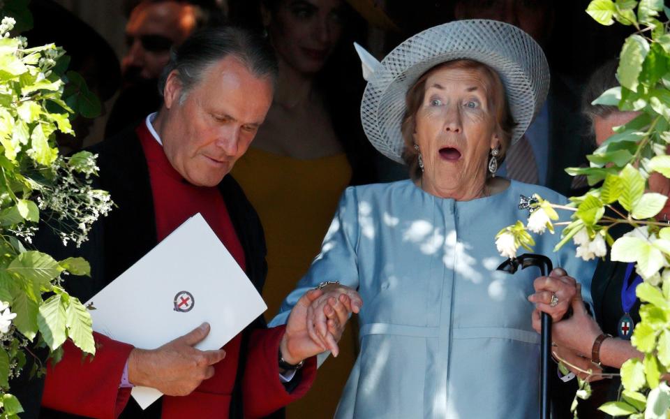 Lady Celia Vestey attends the wedding of Prince Harry to Ms Meghan Markle at St George's Chapel, Windsor Castle  - Max Mumby 