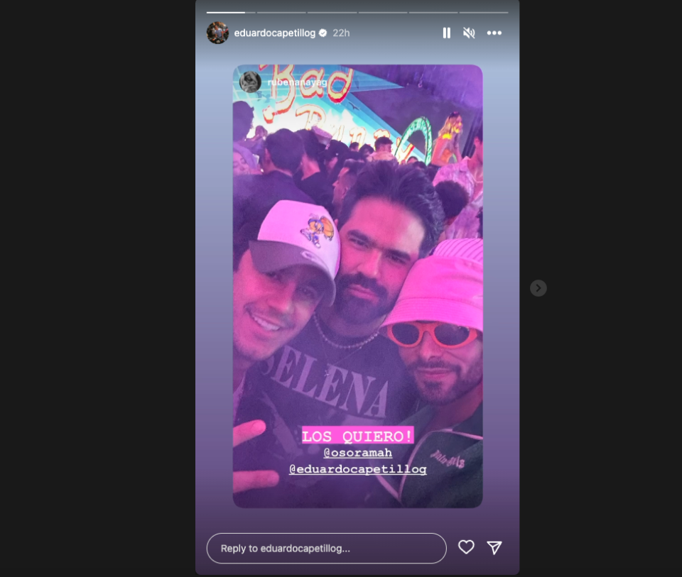 Eduardo Capetillo Jr en el after party de Bad Bunny en México. (Captura de Instagram)