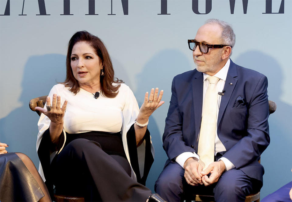 Gloria Estefan and Emilio Estefan attend The Hollywood Reporter's Latin Power event, sponsored by Paramount+, United Airlines, and First Horizon Bank at Soho Beach House on November 08, 2023 in Miami Beach, Florida.