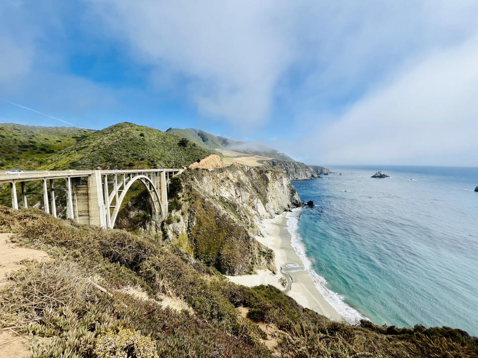 Bixby Bridge on California's Pacific Coast Highway with ocean and coastal cliffs