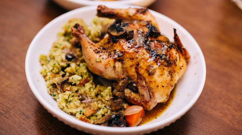 A roasted Cornish hen