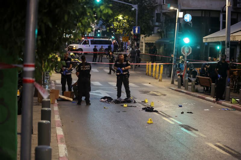Aftermath of a suspected shooting attack in Tel Aviv