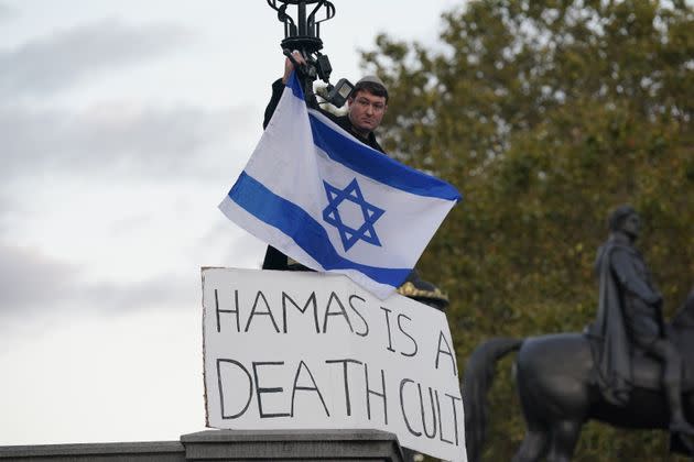 Members of the Jewish community attend a Solidarity Rally in Trafalgar Square, central London, calling for the safe return of hostages and to highlight the effect of the Hamas attacks on Israel. 