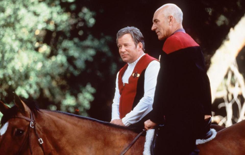 Horsing around? William Shatner and Patrick Stewart in Star Trek: Generations.