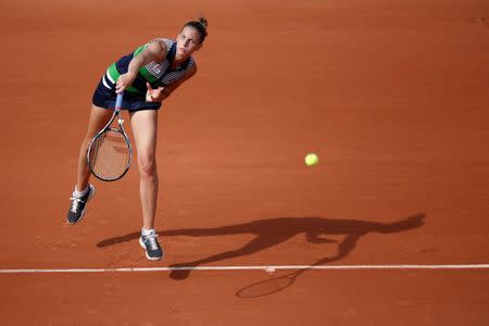 FILE PHOTO: Tennis - French Open - Roland Garros, Paris, France, May 29, 2017. Czech Republic's Karolina Pliskova in action during her first round match against China's Saisai Zheng. REUTERS/ Christian Hartmann/File Photo