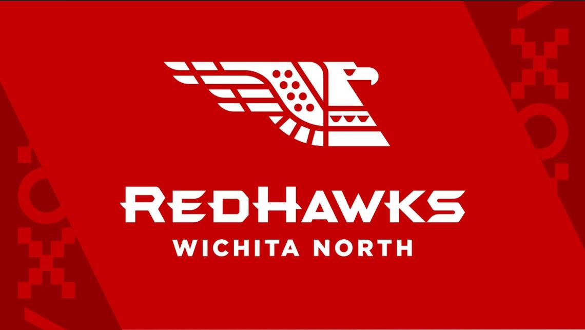 The new mascot logo for the Wichita North High RedHawks.