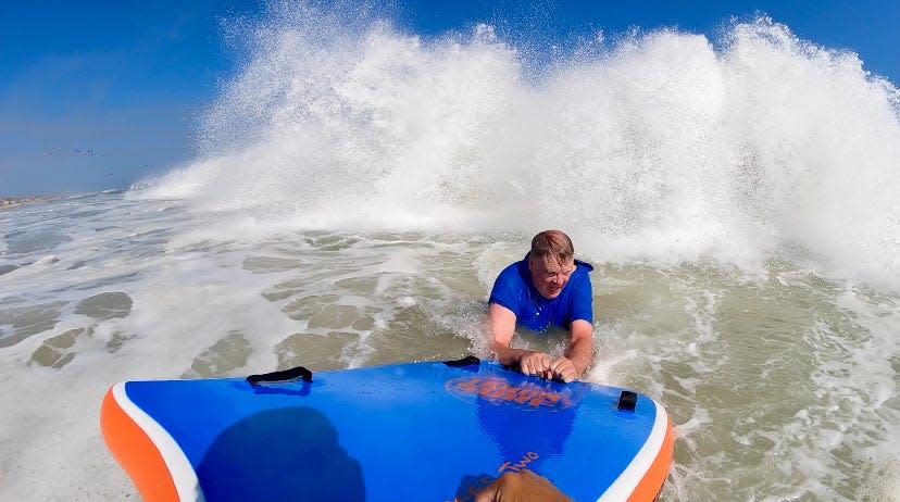 Footage from Stephen Houser during the rescue of Gabriel McCabe during a rip current in Harvey Cedars.