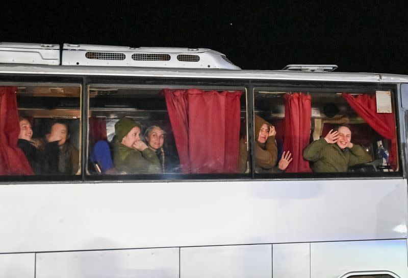 Ukrainian prisoners of war (POWs) arrives in Zaporizhzhia