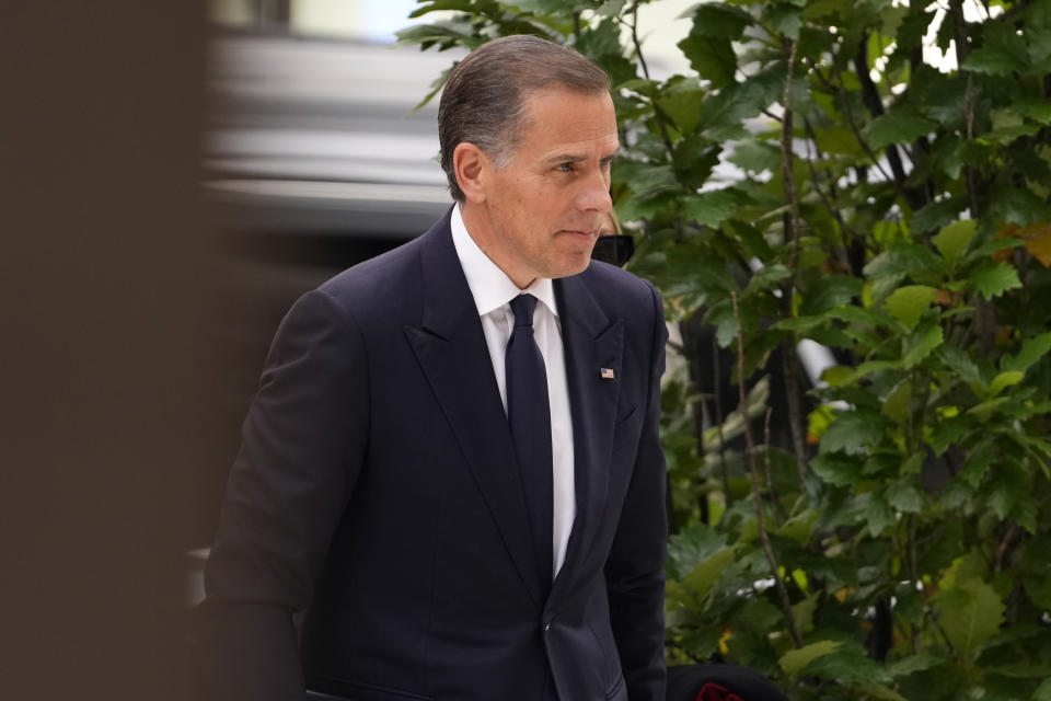 Hunter Biden arrives at federal court, Wednesday, June 5, 2024, in Wilmington, Del. (AP Photo/Matt Slocum)