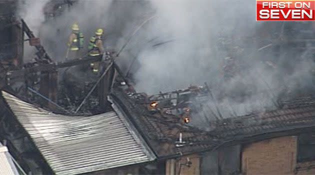 Fire rips through a two-storey home at Mount Colah. Photo: 7News