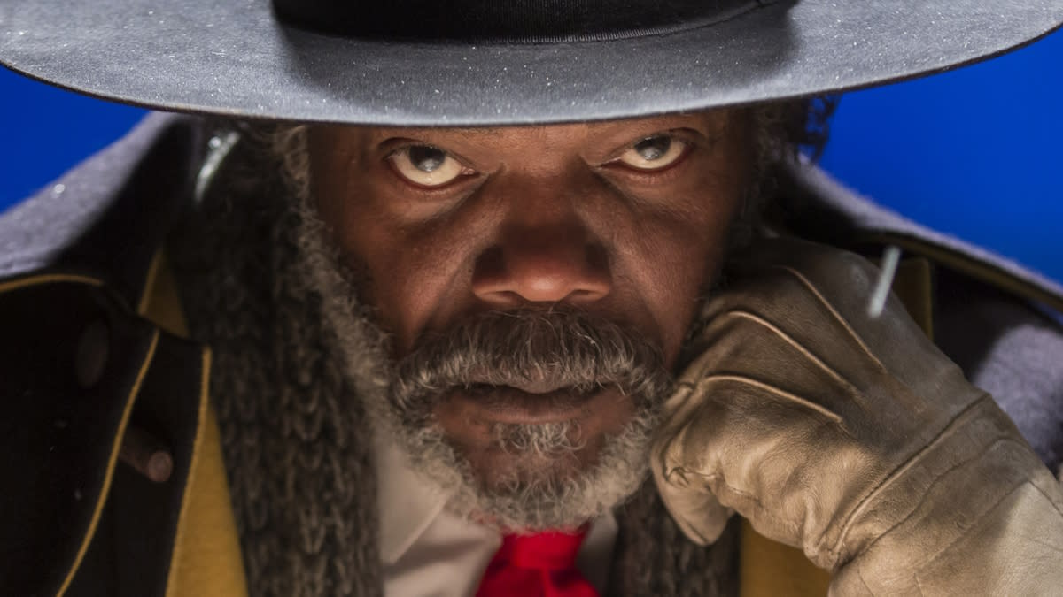  Samuel L. Jackson stares down the camera in a winter cabin in The Hateful Eight. 