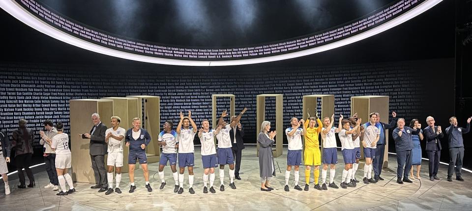 ‘Dear England’ company takes a bow at National Theatre. Photo: Baz Bamigboye/Deadline