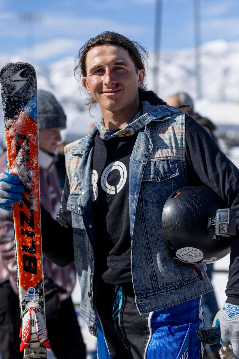 Bryan Coll poses for a portrait during the 2024 Utah Skijoring competition at the Wasatch County Event Complex in Heber City on Saturday, Feb. 17, 2024. Coll won first place in the sport division. | Marielle Scott, Deseret News