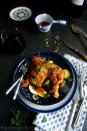 Photo: Primlani Kitchen<br> Moroccan Chicken with Vegetables<br><br> Instead of serving this cinnamon and ginger-spiced chicken over a mound of rice, the Primlani Kitchen makes this a meal with a bed of vibrant, fresh veggies.<br><br> Recipe: <a href="http://www.theprimlanikitchen.com/made-with-love-aromatic-flavorful-moroccan-chicken-with-vegetables/" rel="nofollow noopener" target="_blank" data-ylk="slk:Moroccan Chicken with Vegetables;elm:context_link;itc:0;sec:content-canvas" class="link ">Moroccan Chicken with Vegetables</a>