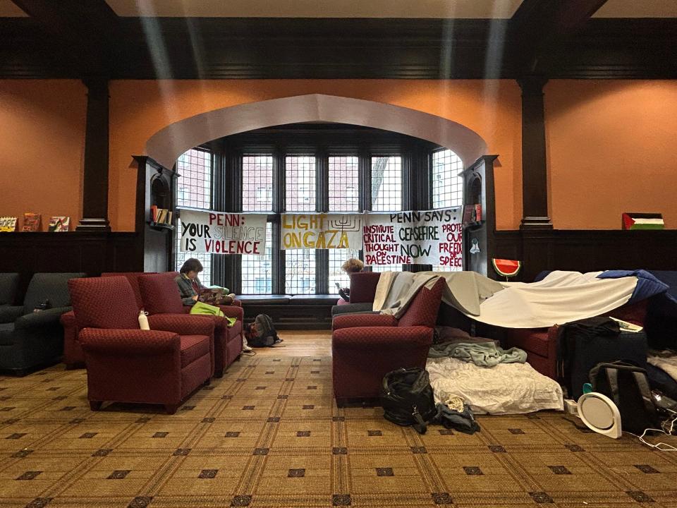 Students at the University of Pennsylvania have staged a sit-in at the university's Houston Hall in support of Palestinians since Nov. 14.