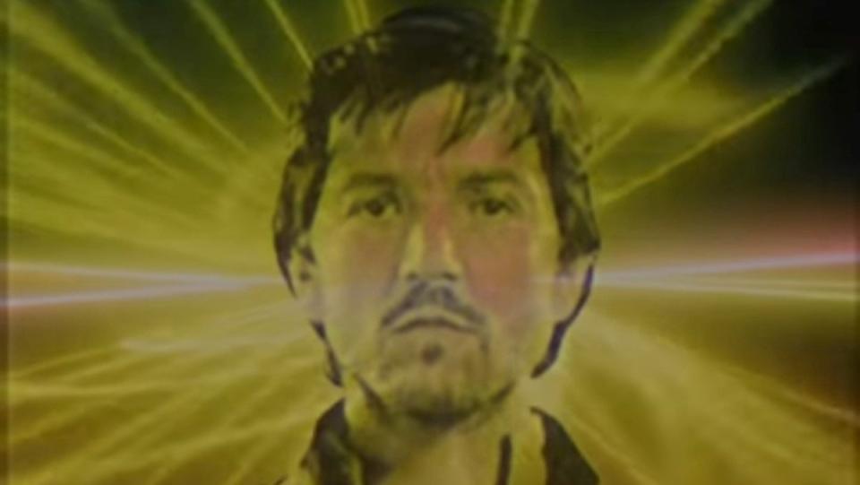 A fake intro for the show Andor if made in 1975 shows Diego Luna's outline in front of a field of yellow laser beams