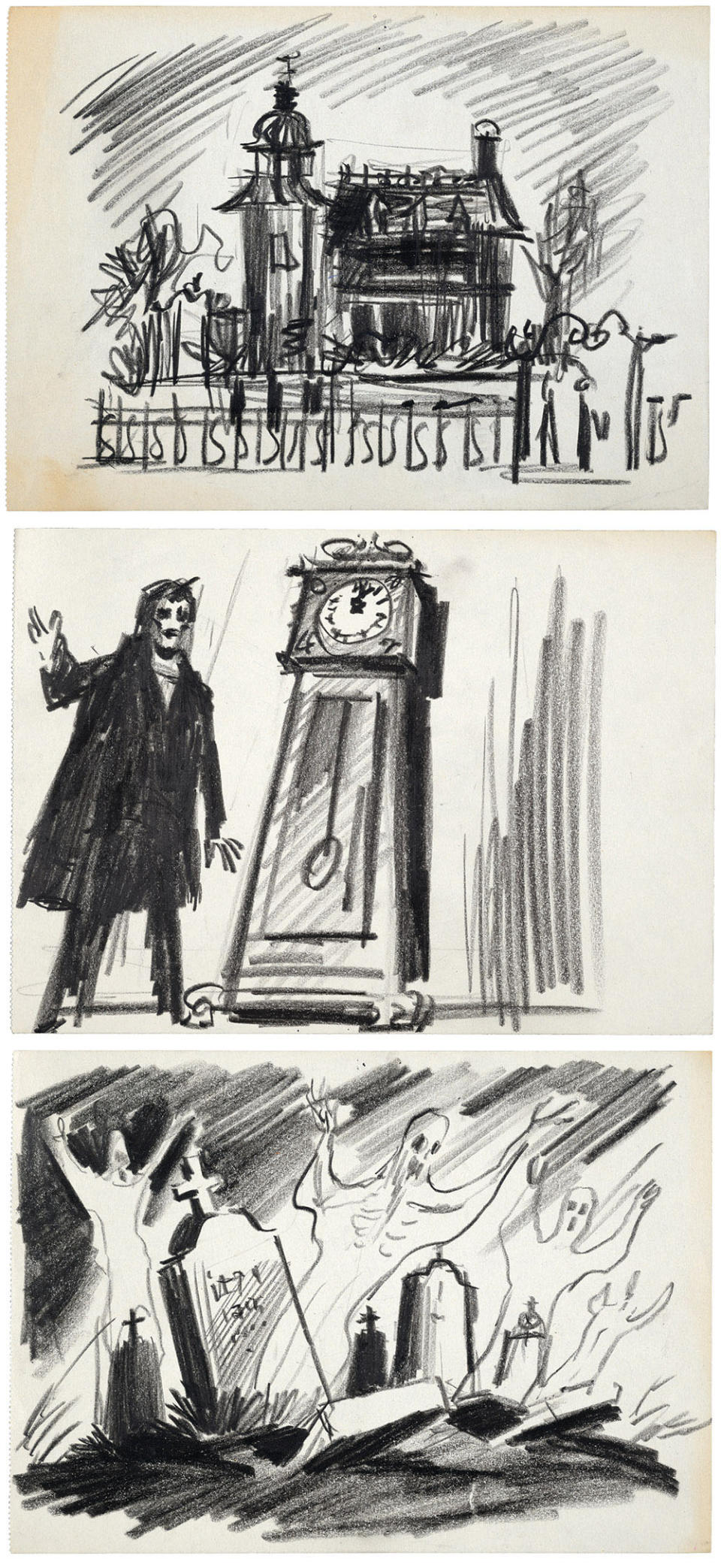 Early story sketches of the attraction drawn by Ken Anderson in 1967.