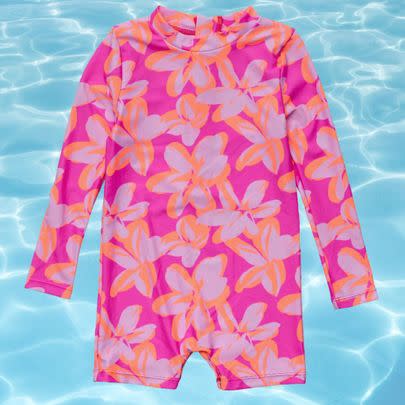 A one-piece rash guard for babies and up