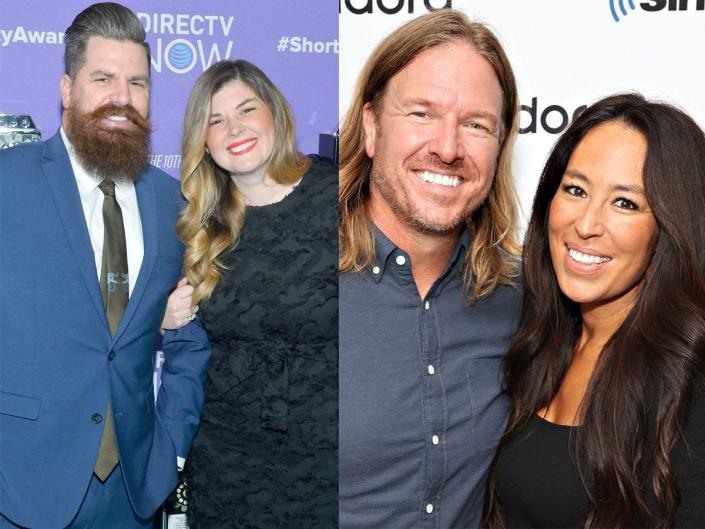 A side-by-side of Andy and Candis Meredith and Chip and Joanna Gaines.