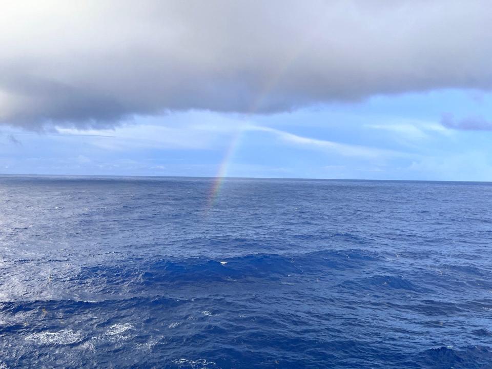 Photo of water and sky taken just before Carnival Sunshine began sailing into the storm.