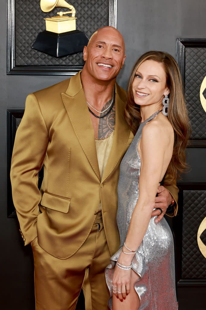 LOS ANGELES, CALIFORNIA - FEBRUARY 05: (L-R) Dwayne Johnson and Lauren Hashian attend the 65th GRAMMY Awards on February 05, 2023 in Los Angeles, California. (Photo by Matt Winkelmeyer/Getty Images for The Recording Academy)