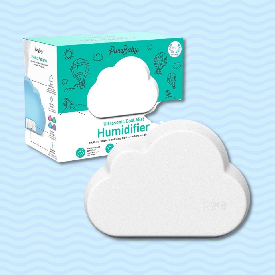 Amazon rating: 4.6 out of 5 starsYour baby's nursery (or small child's room) just needs this adorable cloud-shaped humidifier. Its 1.8-liter tank hydrates the air in rooms up to 250 square feet and it even has a mist control knob to adjust the direction and amount that comes out. It also has a built-in soft glow night light that can cycle through eight colors or you set it to stay on one. The humidifier is just under 10 inches wide and about 7 inches tall. Promising review: 