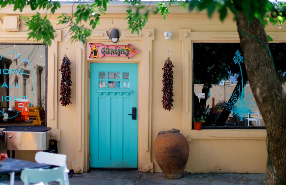 One of the entrances is pictured at El Coyote New Mexican Bar & Cantina in Oklahoma City's Britton District. The restaurant has been open for a year and will celebrate with an anniversary party and Hatch chile roast.