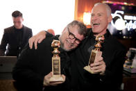 <p>Filmmakers Guillermo del Toro, winner of the award for Best Director (Motion Picture) for <em>The Shape of Water</em>, and Martin McDonagh, winner of the award for Best Screenplay (Motion Picture) for <em>Three Billboards Outside Ebbing, Missouri</em>, attend the official HFPA viewing and after-party. (Photo: Greg Doherty/Getty Images) </p>