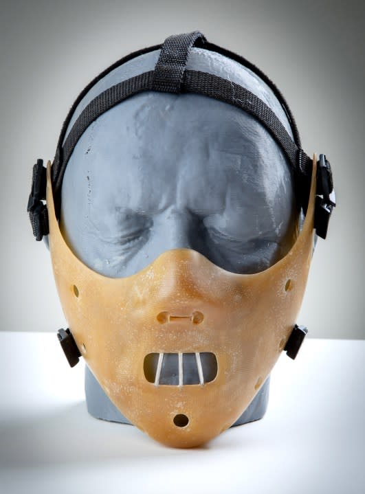 Hannibal Lecter's mask from "The Silence of the Lambs" is shown in this undated photo provided by Studio Auctions and Michael Simon.