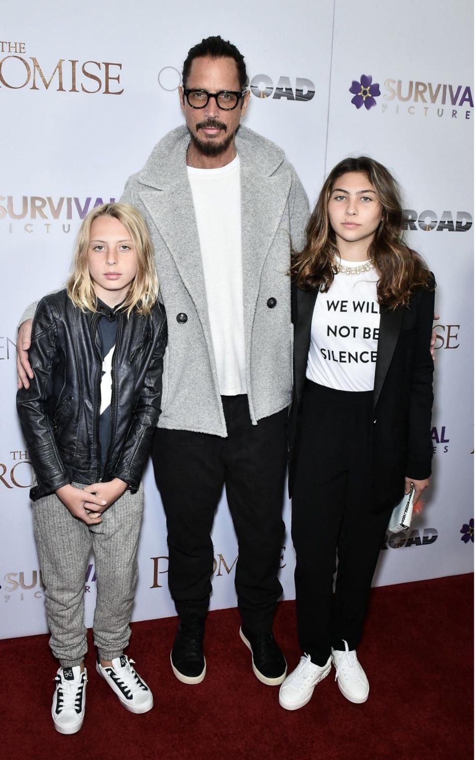 Chris Cornell with his son, Christopher, and daughter Toni - Credit:  Steven Ferdman/REX/Shutterstock