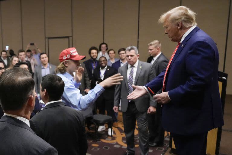 Donald Trump, en un evento de campaña en Des Moines, Iowa, este sábado 6 de enero. (AP/Andrew Harnik)