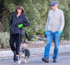 <p>Ted Danson and Mary Steenburgen wear gloves as they take their dog for a walk in L.A. on Monday.</p>