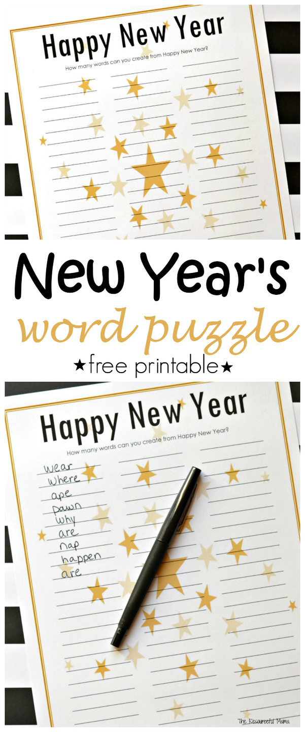 8) New Year's Eve Word Game