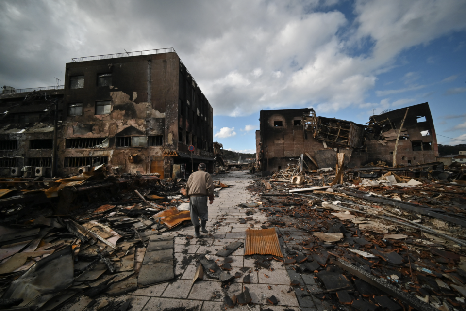 義工隊指，能登是一個舊區，房屋防震能力較弱，料地震後重建工作將以數年計。（AFP）