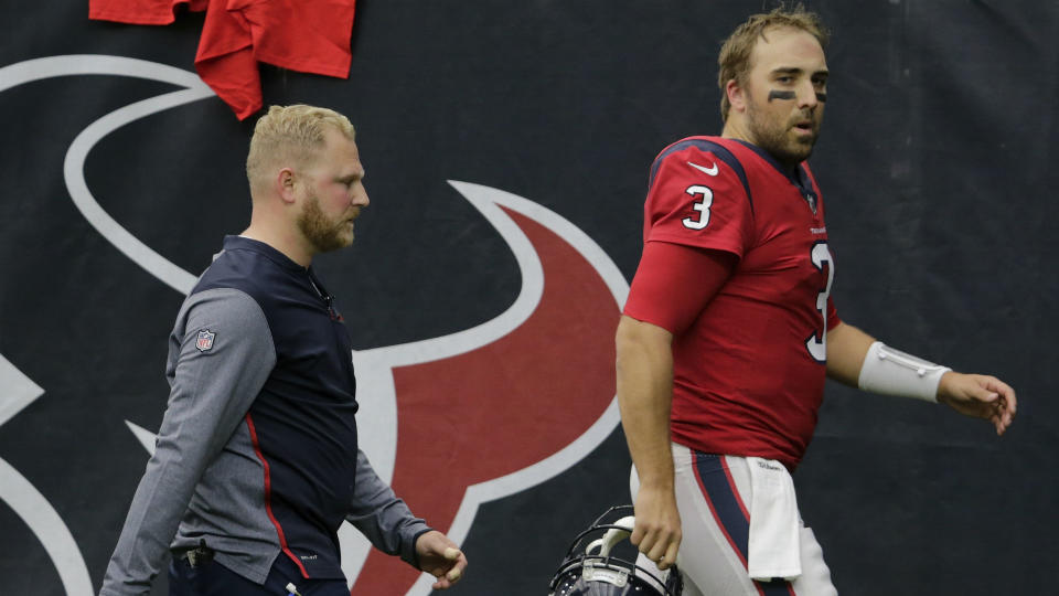 Players who suffer hits like Tom Savage did against the 49ers will be removed from the game. (Getty)