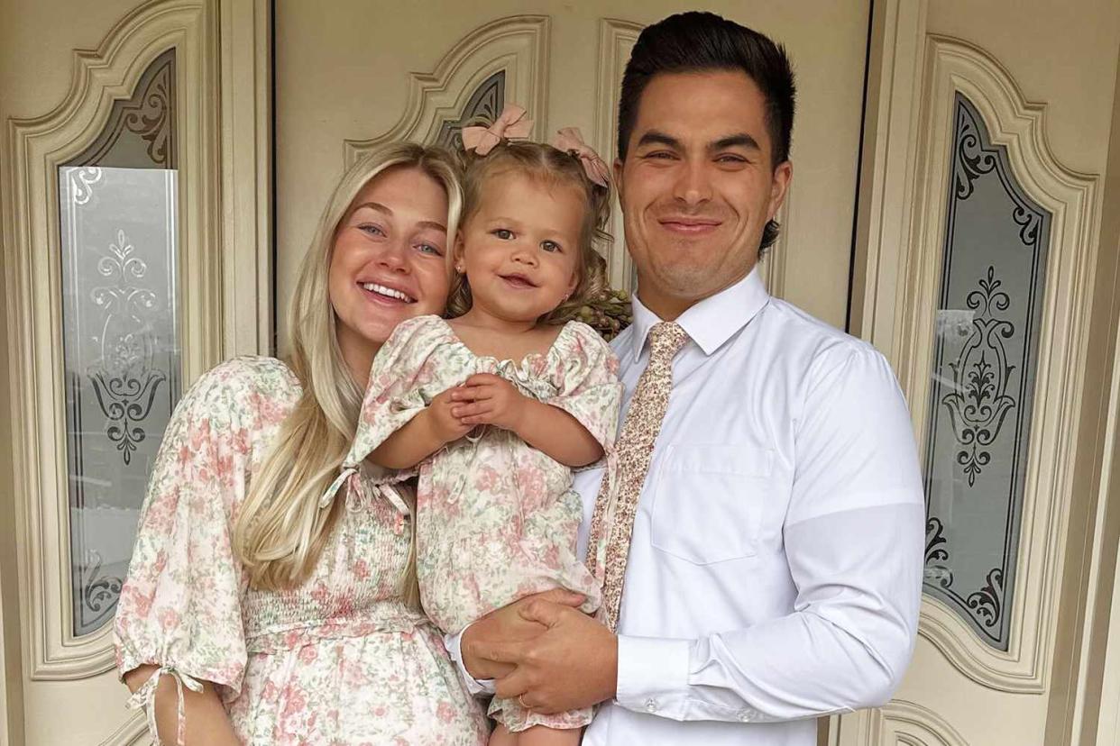<p>Brynley Arnold McGinnis/Instagram</p> Brynley Arnold McGinnis poses on Easter with her family.