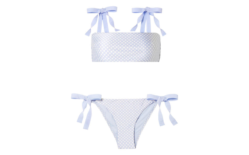 Zimmermann 'Bowie' Grosgrain-trimmed Polka-dot Bikini