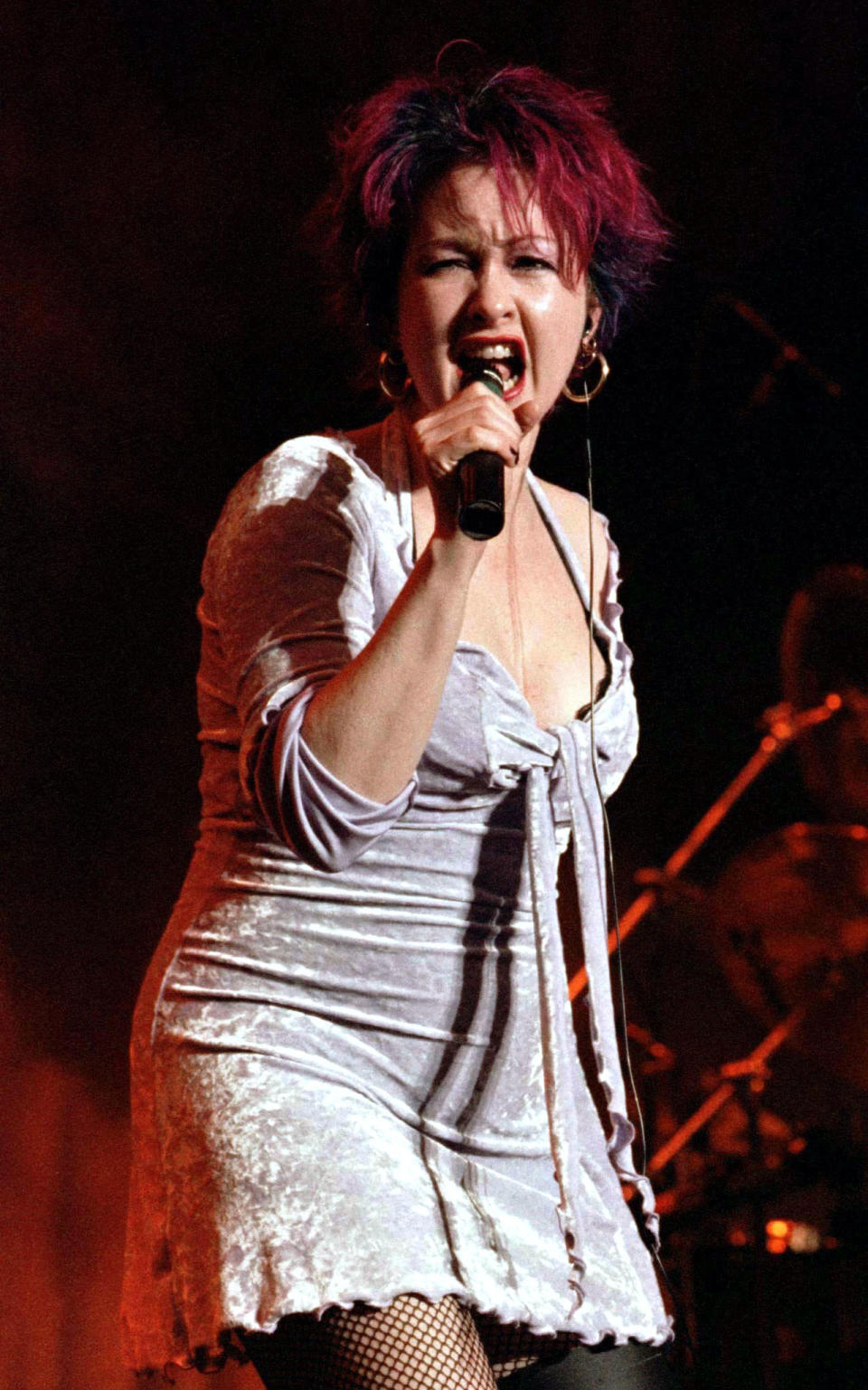Singer Cyndi Lauper performs at the Greek Theatre, in Los Angeles as the opening act for Tina Turner's "Wildest Dreams Tour" concert