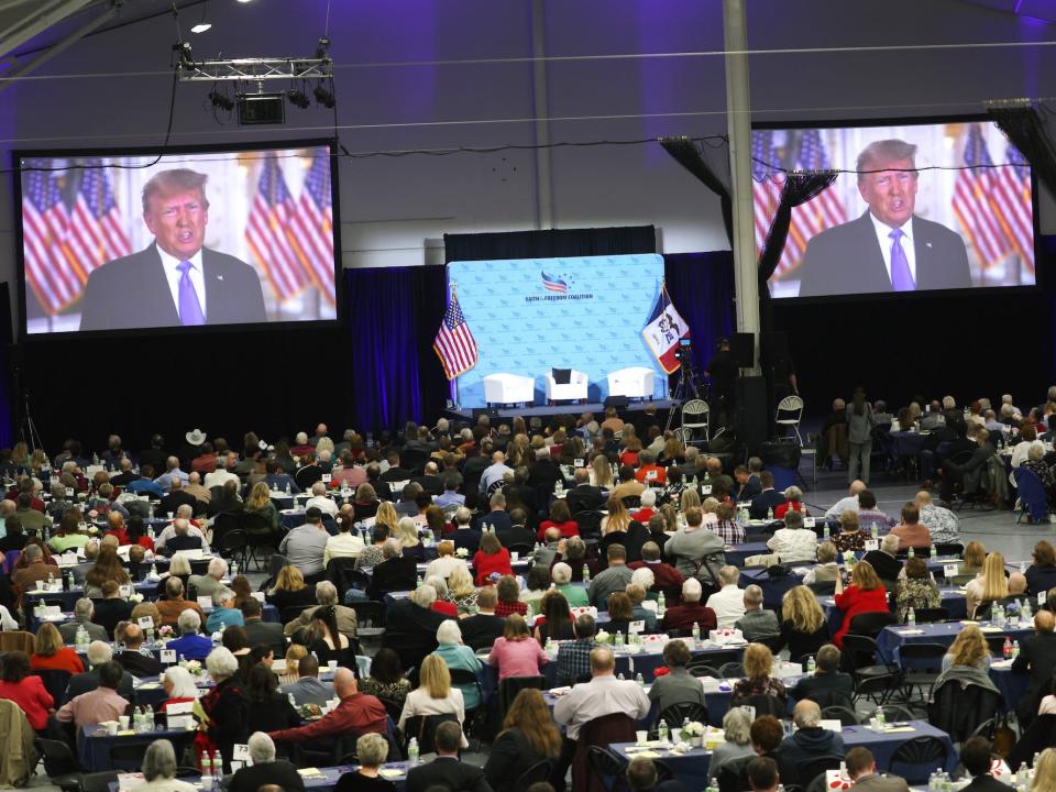 Trump addressed the Iowa Faith & Freedom Coalition’s event virtually on Saturday.