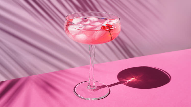pink cocktail with ice