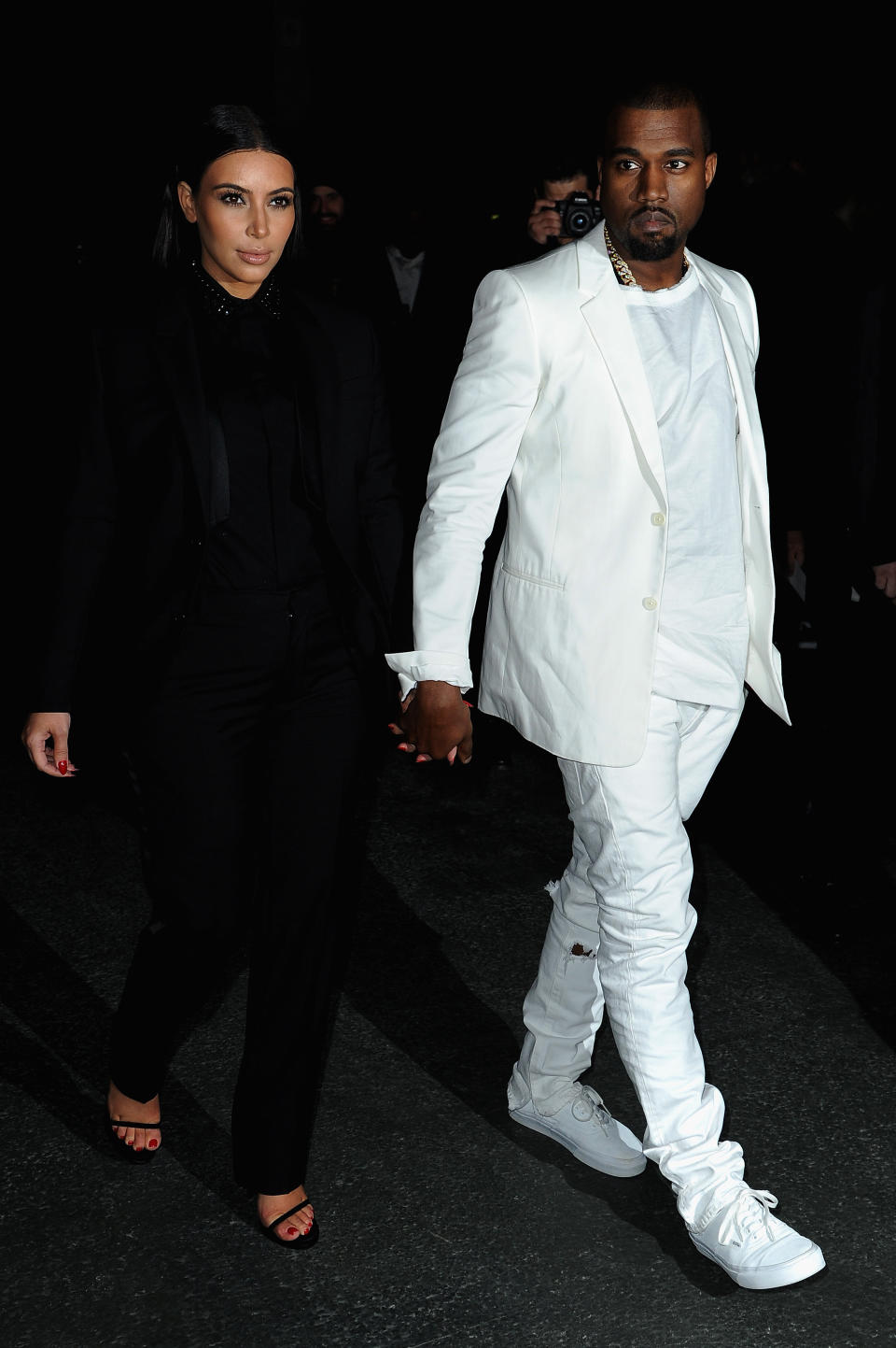 PARIS, FRANCE - MARCH 03: Kim Kardashian and Kanye West attend Givenchy Fall/Winter 2013 Ready-to-Wear show as part of Paris Fashion Week on March 3, 2013 in Paris, France. (Photo by Pascal Le Segretain/Getty Images)