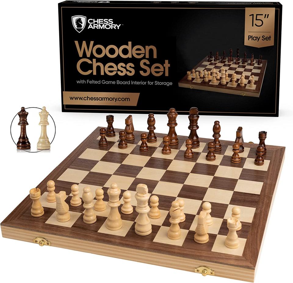 wood chess set portable